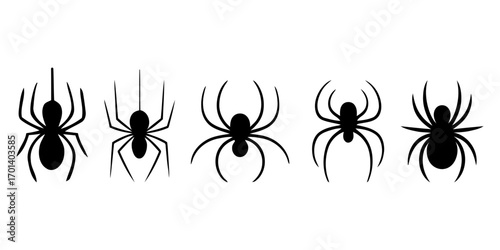 silhouetted spiders. spiders icons set