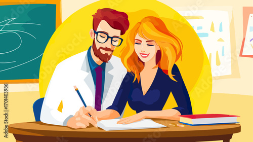 Two educators collaborating at a desk