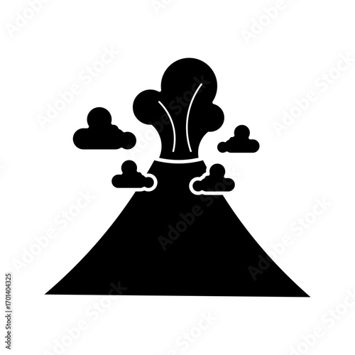 Volcanic eruption icons on white background