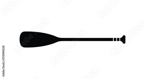 a simple black silhouette of a paddle against white background