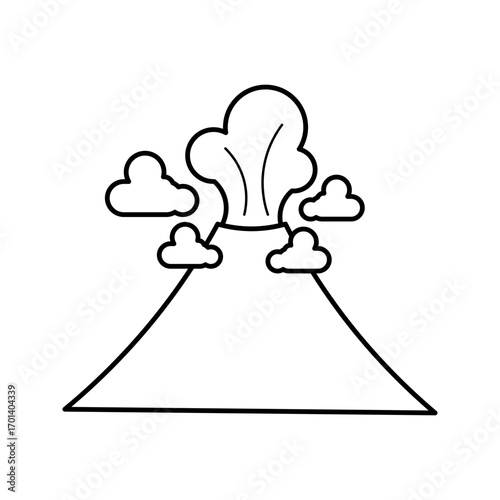 Volcanic eruption icons on white background
