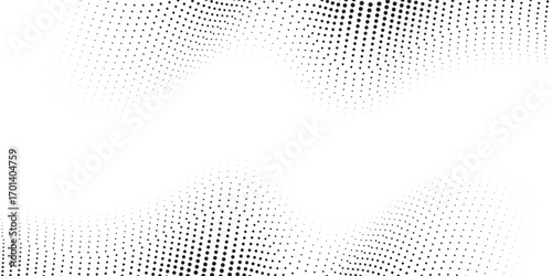 Flowing dots particles wave pattern 3D curve halftone black gradient curve shape isolated on white background. Vector in concept of technology, science, music, modern vector