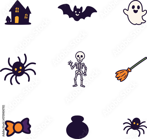 halloween icon set vector style art illustrator