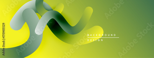 Abstract fluid shapes, vibrant green yellow gradients. Modern design element, smooth curves create dynamic composition.