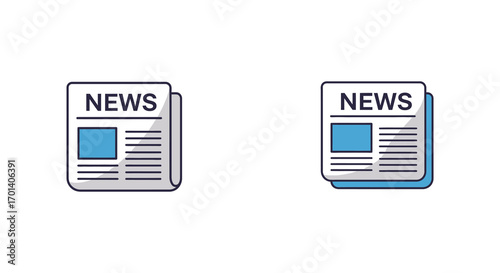 two newspapers side by side with blue headlines