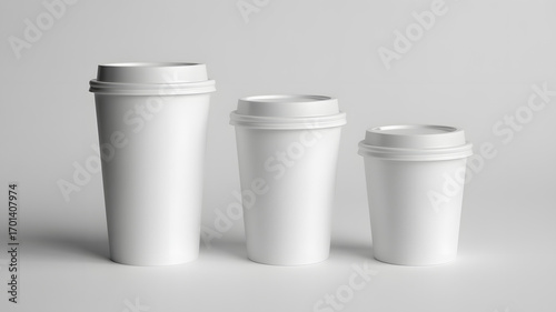 Wallpaper Mural Stylish white paper coffee cups in three sizes for your brand mockup, cafe advertising or product showcase Torontodigital.ca