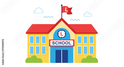 Education building with a flag flying high a symbol of learning and growth in the community