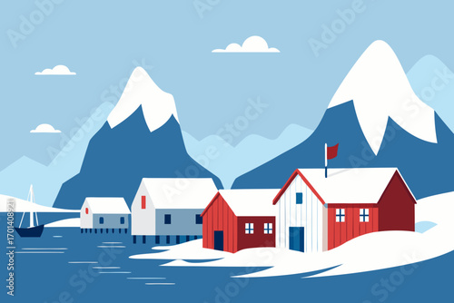 winter landscape with houses