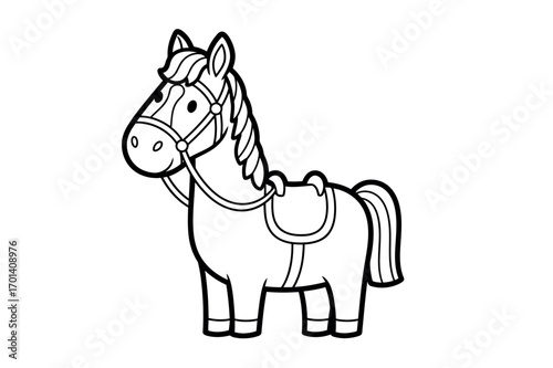 Vector icon illustration of a horse with a saddle
