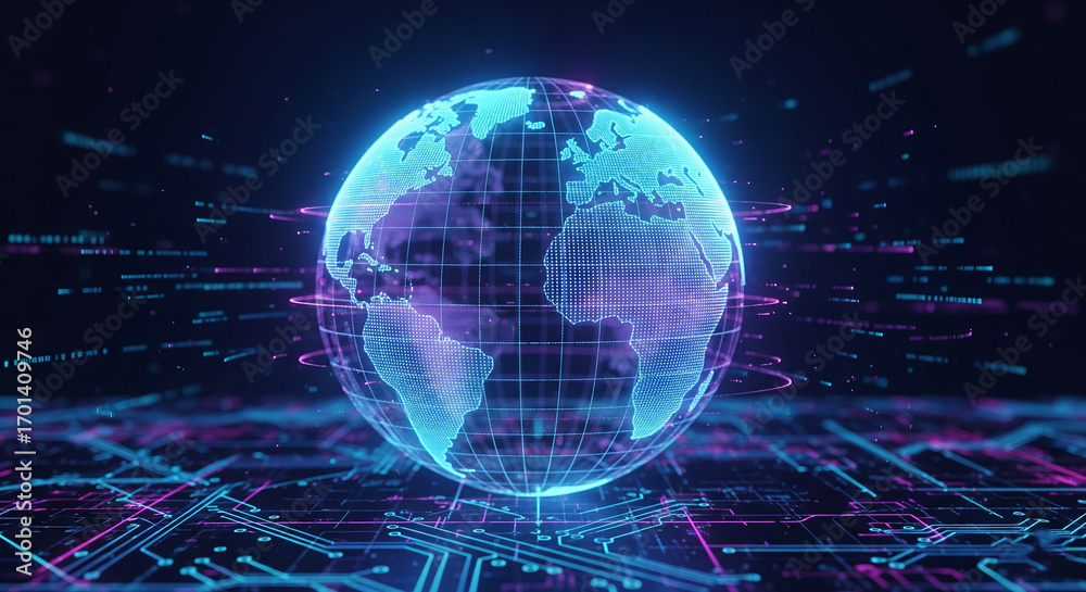 Obraz premium digital earth glowing world 