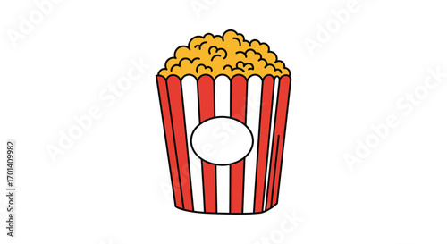 a cartoon popcorn bucket filled with fluffy yellow popcorn