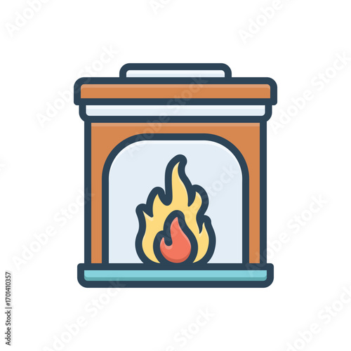 Color illustration icon for gas fireplace