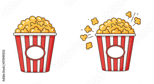 popcorn buckets overflowing with fluffy yellow popcorn treats
