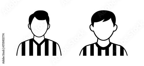 referees in black and white striped shirts