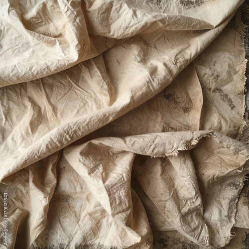 Abstract Cream Textured Fabric with Draping Folds and Glittering Accents Texture for Graphic Projects and