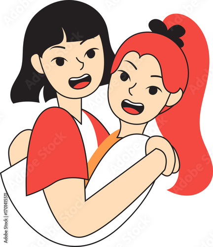 Two Girls Hugging
