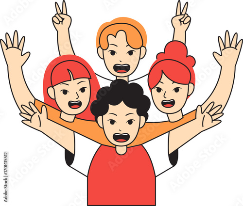 Two Girls and Two Boys Happy Together
