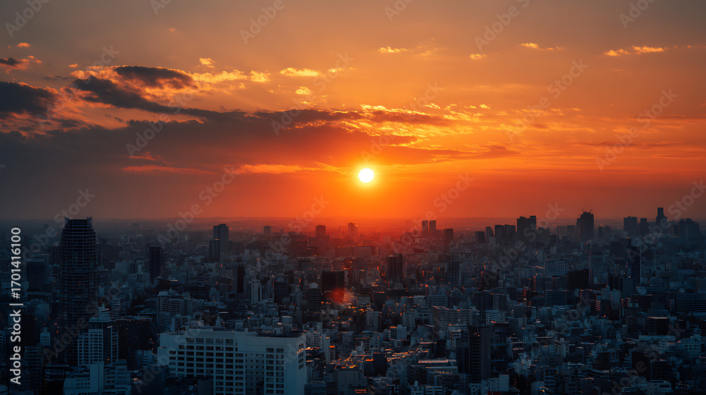 Fototapeta premium Sunset as a Lens: The Changing Character of Cities at Dusk