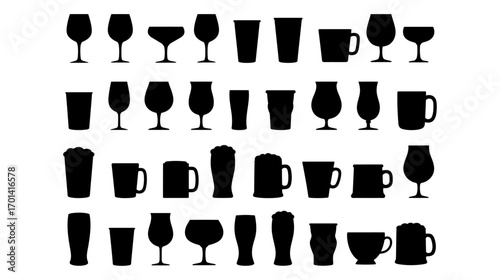 Set of Black Drinkware Silhouettes