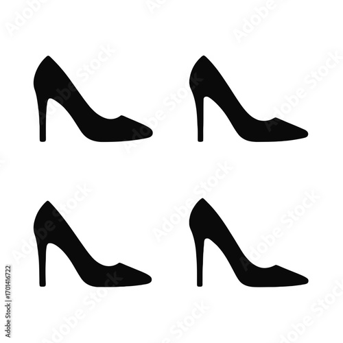 High Heel Shoes set Silhouette  vector 