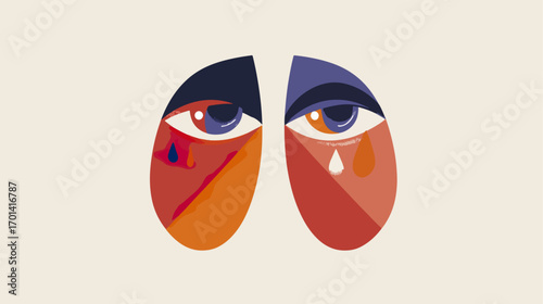 Abstract crying faces