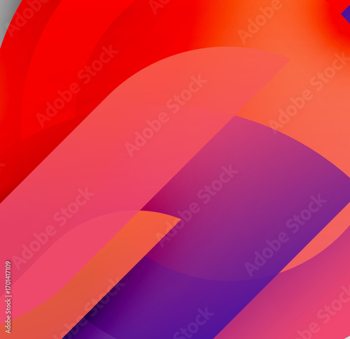 Abstract gradients overlap, creating dynamic visual effect. Colors range from red through pink, purple, dark violet. Smooth transitions dominate composition.