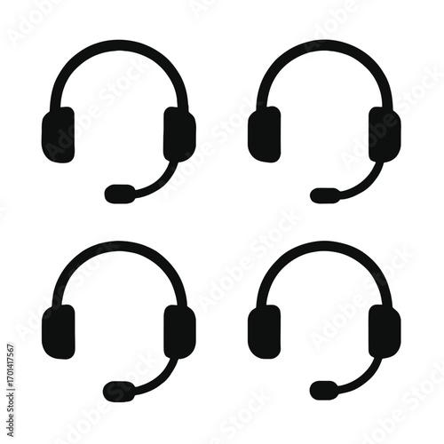 Headphone with Mic silhouette vector illustration
