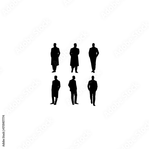 Classic mafia gangster silhouette vector set with vintage suits, hats, guns, smoking poses, and stylish crime character designs 