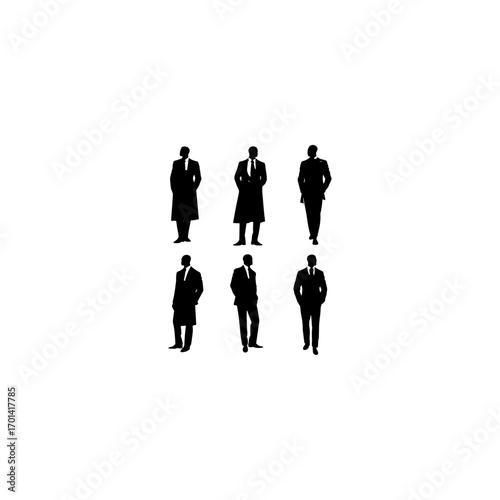 Classic mafia gangster silhouette vector set with vintage suits, hats, guns, smoking poses, and stylish crime character designs 