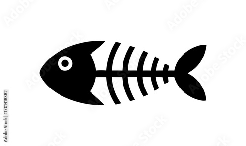 black silhouette of a fish skeleton. vector illustration of a fish