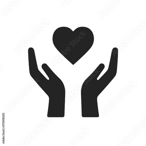 Hands with Heart Love Care Charity Support Vector Silhouette