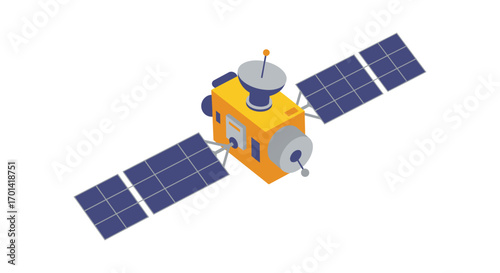 a satellite with solar panels orbiting in space
