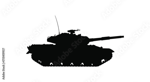 a silhouette of a military tank with visible turret