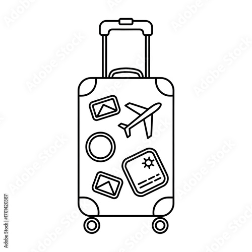 Travel Luggage with Travel Accessories – Durable Suitcase for Trips Illustration vector