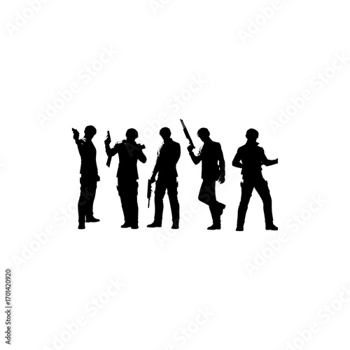 Silhouetted characters representing the roaring twenties gangsters 