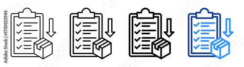 Packing List Icon Different Style Outline Collection Set