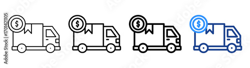 Shipping Cost Icon Different Style Outline Collection Set