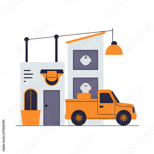 construction worker with forklift truck