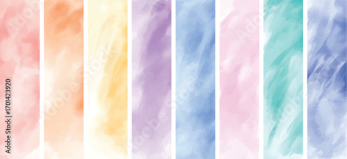 set of watercolor brash texture vector design on transparent background