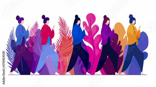 Diverse group practicing martial arts