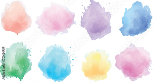 Colorful watercolor brush strokes vector. Png Ink color smoke blot on transparent Abstract background	