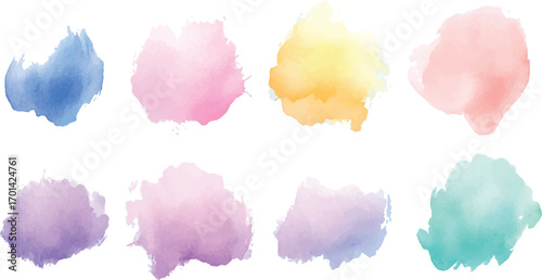 Set of watercolor circles brash multicolored. watercolor on white background. This is watercolor splash. It is drawn by hand transparent background.	
