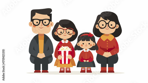 Family at movie theater