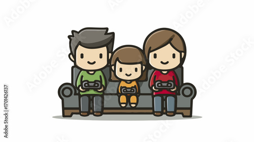 Family playing video games