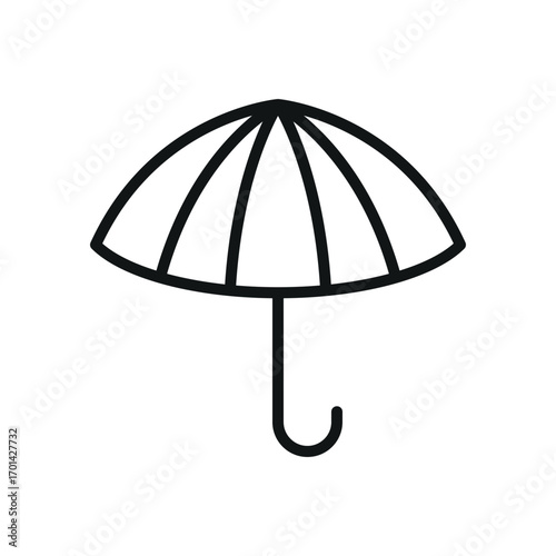 Beach umbrella icon in line style for tropical and outdoor visuals.