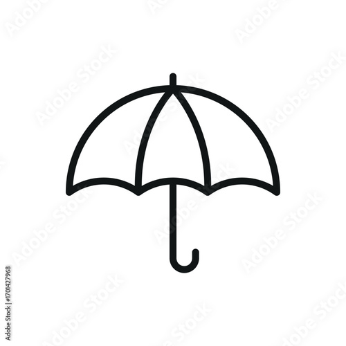 Beach umbrella icon in line style for tropical and outdoor visuals.