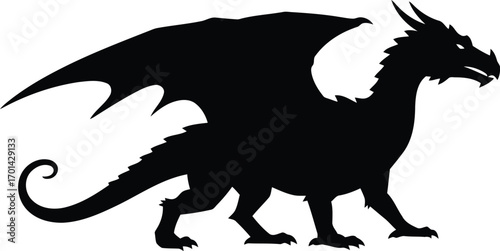 Mythical dragon silhouette fantasy creature ancient beast legend vector