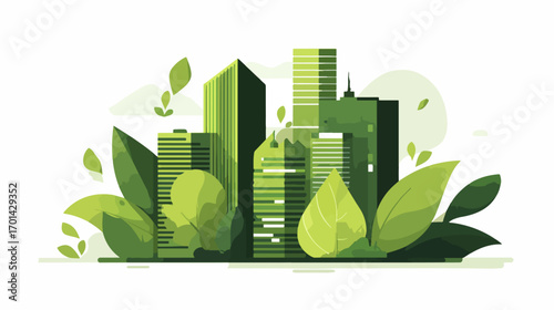 Green cityscape with plants
