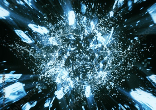 透明なガラスの破片が飛び散る3dイラスト