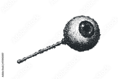 Grunge eyeball on stick image. Vector hand drawn illustration